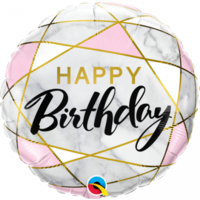Marble Happy Birthday Balloon 45cm
