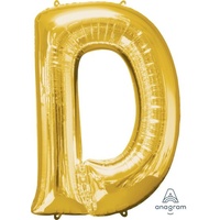 Gold Letter D Balloon 86cm