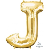 Gold Letter J Balloon 86cm