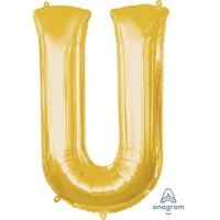 Gold Letter U Balloon 86cm