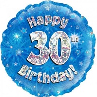 Happy 30th Birthday Blue Sparkle 45cm