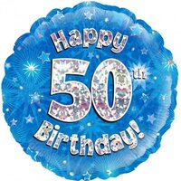 Happy 50th Birthday Blue Sparkle 45cm