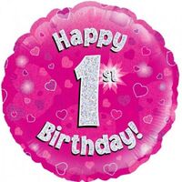 Happy 1st Birthday Pink Sparkle 45cm