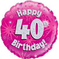 Happy 40th Birthday Pink Sparkle 45cm
