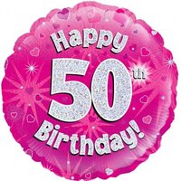 Happy 50th Birthday Pink Sparkle 45cm