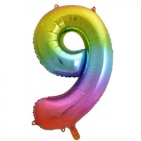 Rainbow Number 9 Balloon 86cm