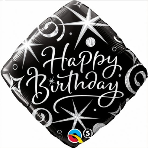 Black Sparkle Happy Birthday Balloon 45cm