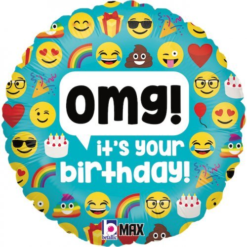 OMG It's Your Birthday Emoji Balloon 45cm
