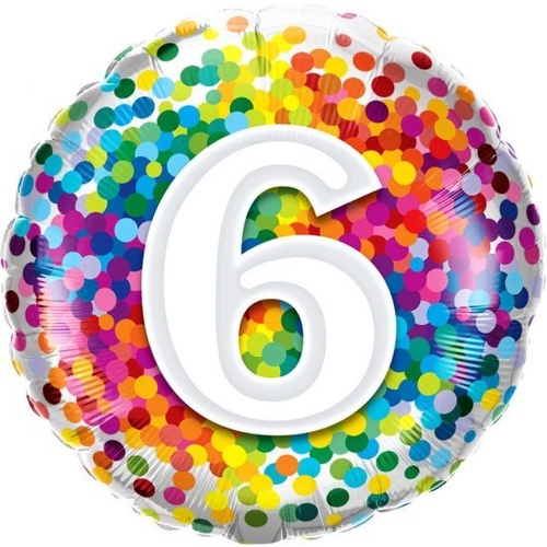 6th Confetti Birthday Balloon 45cm