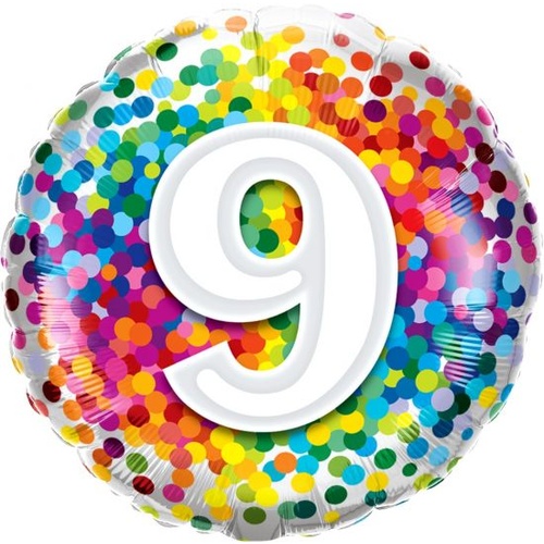 9th Confetti Birthday Balloon 45cm