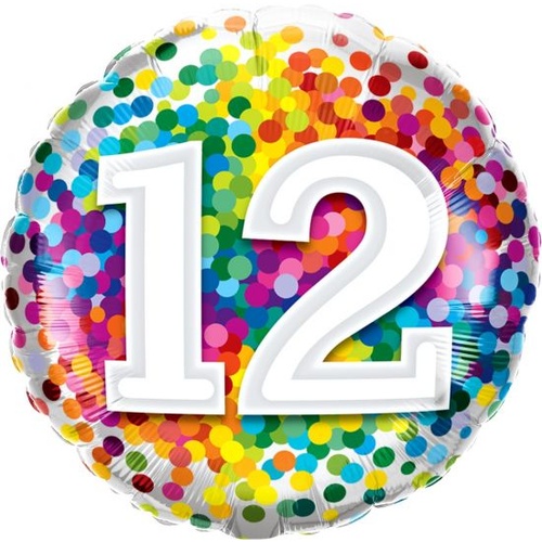 12th Confetti Birthday Balloon 45cm