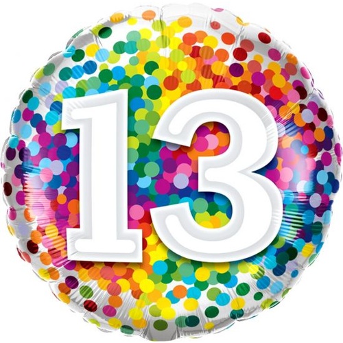 13th Confetti Birthday Balloon 45cm