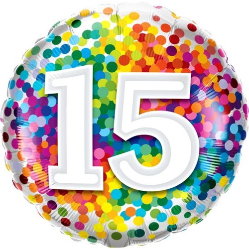 15th Confetti Birthday Balloon 45cm