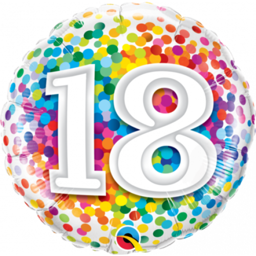 18th Confetti Birthday Balloon 45cm