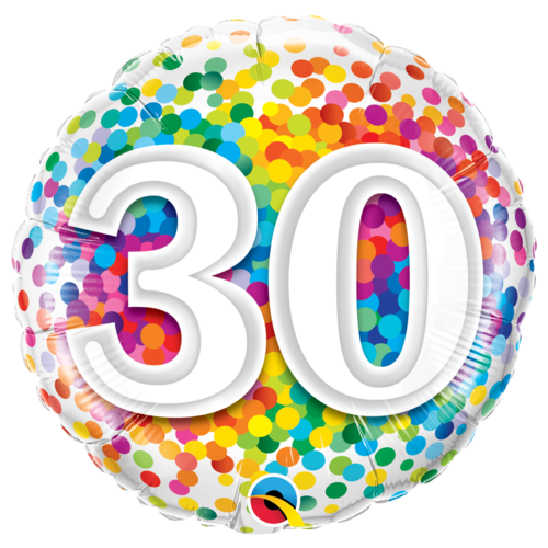 30th Confetti Birthday Balloon 45cm