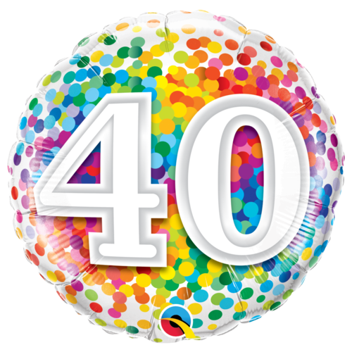 40th Confetti Birthday Balloon 45cm