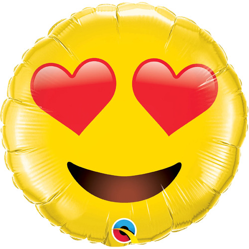 Smiley Face With Heart Eyes Emoji Balloon 45cm