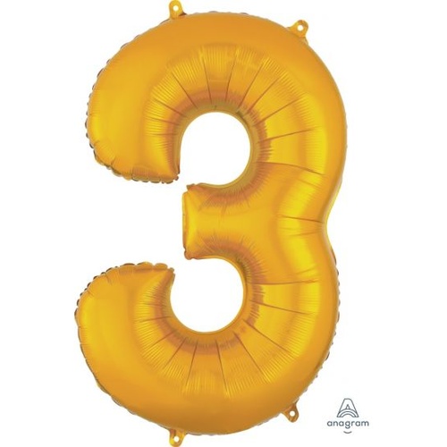 Gold Number 3 Balloon 86cm