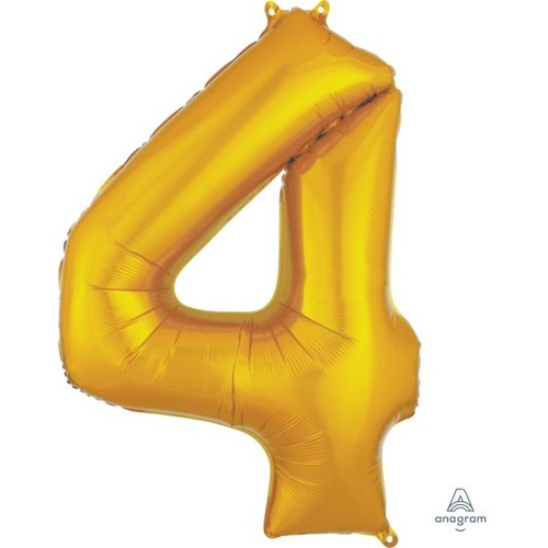 Gold Number 4 Balloon 86cm