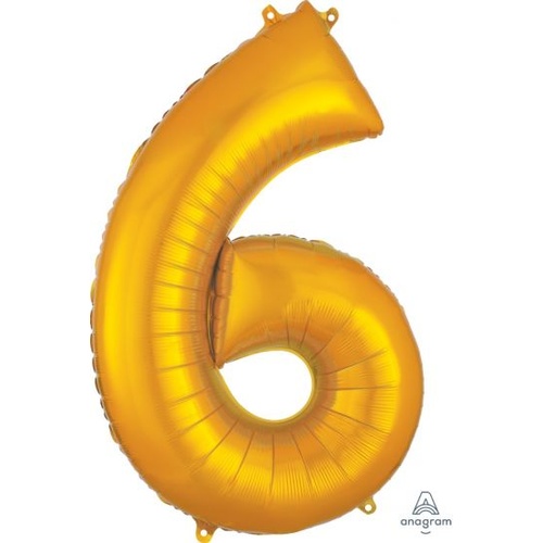 Gold Number 6 Balloon 86cm