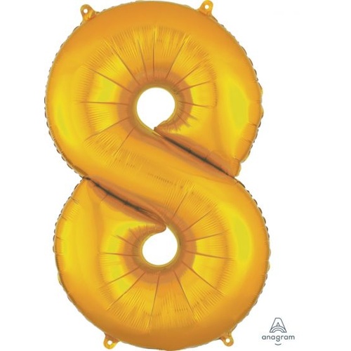 Gold Number 8 Balloon 86cm