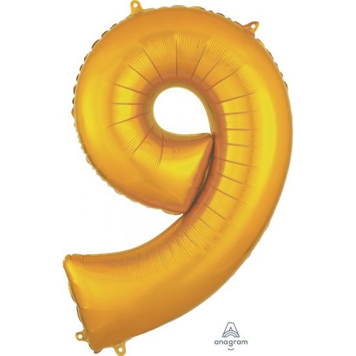 Gold Number 9 Balloon 86cm