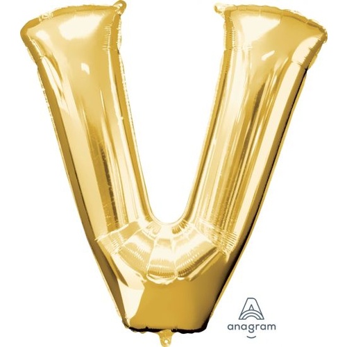 Gold Letter V Balloon 86cm