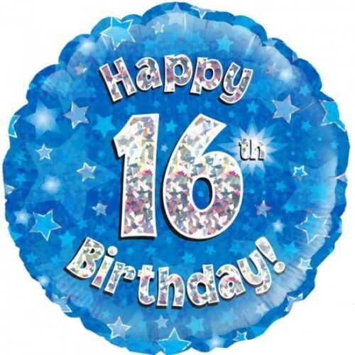 Happy 16th Birthday Blue Sparkle 45cm