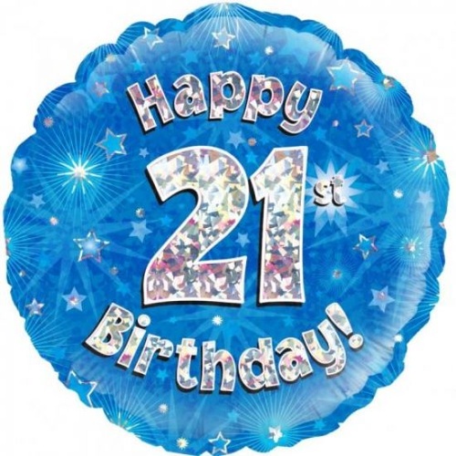 Happy 21st Birthday Blue Sparkle 45cm