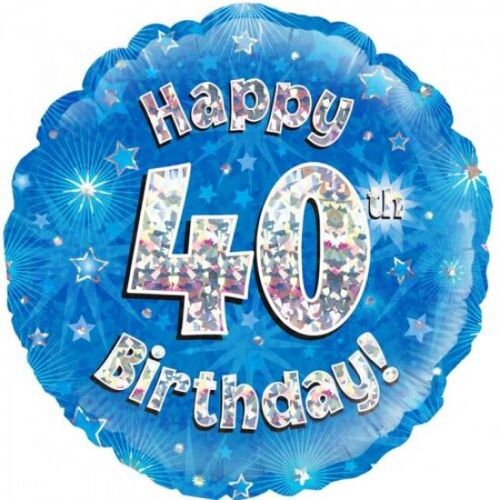 Happy 40th Birthday Blue Sparkle 45cm