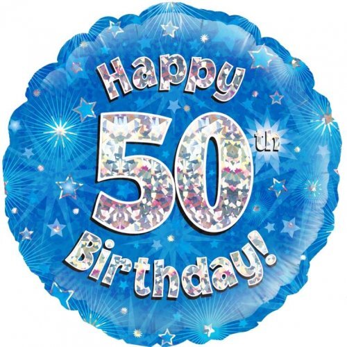 Happy 50th Birthday Blue Sparkle 45cm
