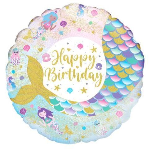 Happy Birthday Mermaid Balloon 45cm